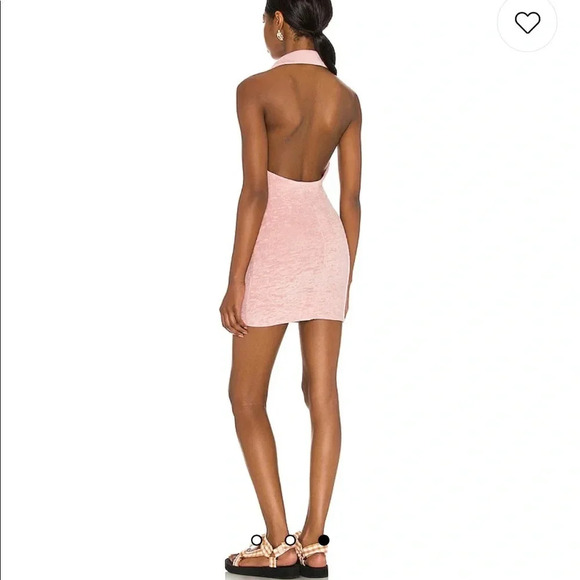 Lovers & Friends Tyler Mini Dress Candy Pink XS Revolve Mini Halter Preppy Terry - Picture 3 of 5